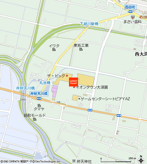 イオンタウン大須賀付近の地図